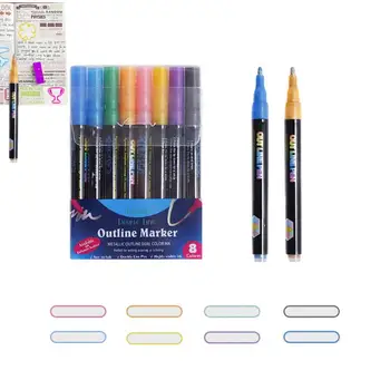 Двухлинейная ручка Ручки для журналов Блестящие самоклеящиеся маркеры для рисования Самоклеящиеся контурные маркеры Двухлинейная ручка для поделок