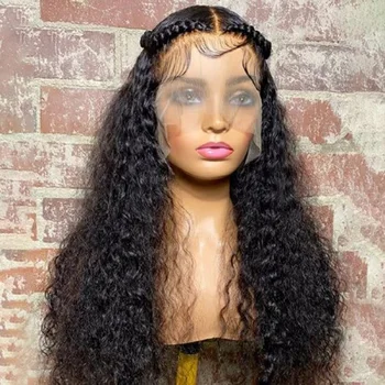 Мягкий бесклеевой натуральный черный парик длиной 26 дюймов и плотностью 180 для женщин с предварительно выщипанными волосами BabyHair для ежедневного косплея