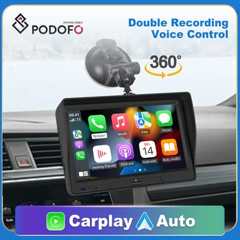 Podofo 7-дюймовый Автомобильный радиоприемник, Мультимедийный видеоплеер, беспроводной Carplay, Android, Автоматическая карта памяти, Сенсорный экран для универсального