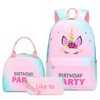 Рюкзаки для девочек Школьные сумки для книг В комплекте с сумкой для ланча пеналом Легкий Милый рюкзак для дошкольного начального образования