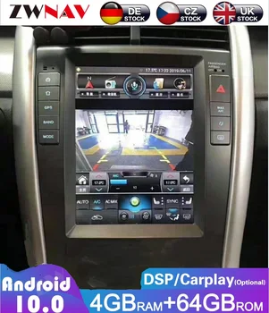 Автомагнитола Android 10.0 4 + 64 ГБ для Ford Edge 2012 2013 2014, мультимедийный плеер с вертикальным экраном, автомобильная стереосистема, GPS-навигационная система