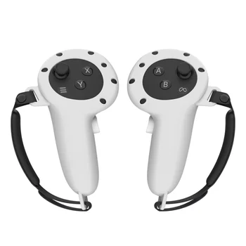 Для Oculus Quest 3 VR Защитный чехол для сенсорного контроллера VR Силиконовый с ремешком для захвата ручки Аксессуары для виртуальной реальности-светло-серый
