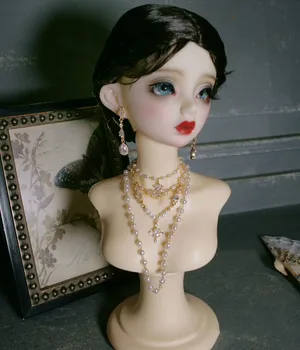 1/3 BJD Кукла Ювелирные изделия с бриллиантами, серьги дядюшкиного размера, Белое жемчужное ожерелье