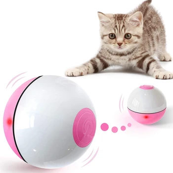 Интерактивные игрушки для кошек, мяч для кошек в помещении, автоматически вращающийся на 360 ° со светодиодной красной подсветкой, игрушка