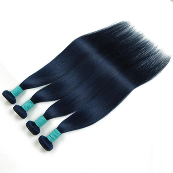 INS FACING Бразильские Пучки Человеческих Волос для Женщин, Шелковистые Прямые Пучки Человеческих Волос, Омбре, Синее Плетение Remy, Наращивание Волос