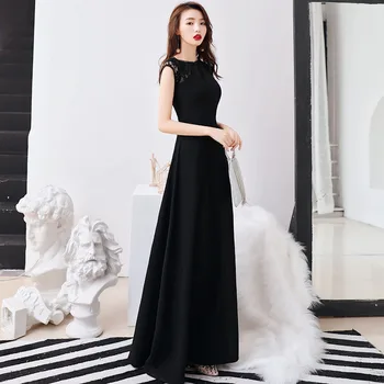 DongCMY Новая Элегантная женская одежда, Тонкое вечернее платье, женщины 2024, ведущие, Черные платья подружек невесты, женщины