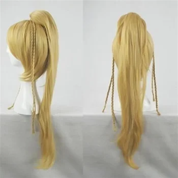 Final Fantasy Rikku косплей парик БЛОНДИНКА с Длинным косым хвостом вечеринка