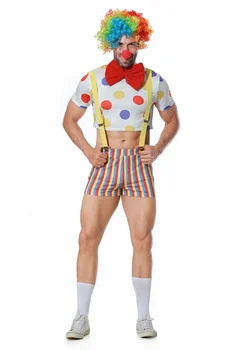 Взрослый Забавный Цирковой Клоун, костюмы для косплея для мужчин, Джокер в парике с губчатым носом, Костюмы для Рождественских и Хэллоуинских Канивальных вечеринок, шоу-костюмы
