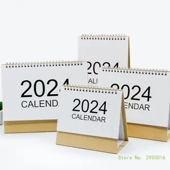 Портативные мини-настольные календари 2024 года, 4 размера, дополнительные ежемесячные календари, настольные календари для офиса и домашнего школьного использования