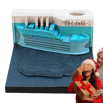 3D Memo Блокнот Для Заметок LED Light Memo Art Бумаги Для Заметок В Форме Корабля Праздничный Подарок Настольное Украшение На Батарейках Для Учебных Комнат Общежитий