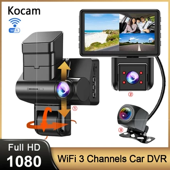 3-Канальный WiFi Автомобильный Видеорегистратор HD 1080P с 3 Объективами Внутри автомобиля Dash CamThree Way Camera DVRs Recorder Видеорегистратор Dashcam Camcorder