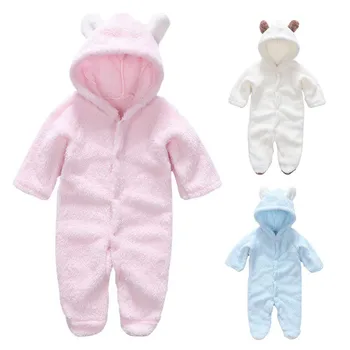 Одежда для новорожденных, детские комбинезоны в форме животных, Фланелевый Однотонный детский Альпинистский костюм с капюшоном и длинными рукавами, обертывание для ног, Детская одежда