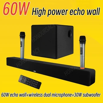 Беспроводной микрофон Echo Wall мощностью 60 Вт, домашний кинотеатр TV Soundmaster, микрофон для караоке KTV, набор звуков Bluetooth