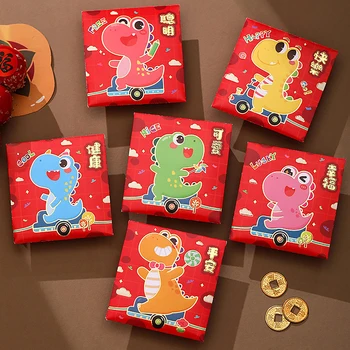 6шт 2024 год Китайского Дракона Красный Конверт Креативный Весенний фестиваль На День Рождения Подарок для детей Конверты с деньгами на Удачу Красный пакет