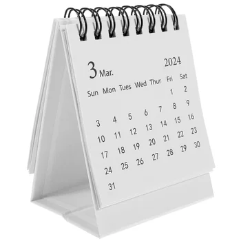 Офисный Декор Настольный Календарь Маленький Мини-Настольный Флип на 2024 год Из Белой Бумаги Ежемесячная Таблица