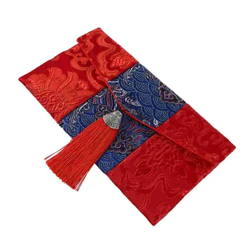 Ткань Красный Конверт Пакет Свадебная Ткань Новогодняя Парча Тонкий Кошелек для Женщин Мисс