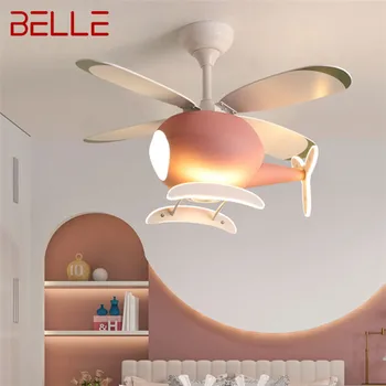 Детский потолочный вентилятор BELLE с подсветкой Nordic Fan Light, Персонализированный Креативный светодиодный светильник для ресторана, спальни, кабинета с подсветкой потолочного вентилятора