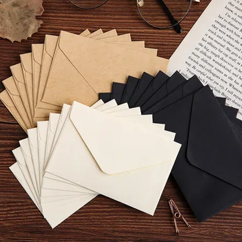 Классические белые черные крафт-бланки, мини-бумажные конверты с окошками, конверт для приглашения на свадьбу, Подарочный конверт, подарочный пакет