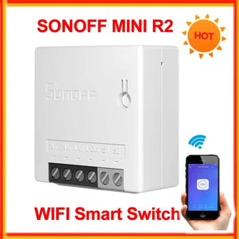 Sonoff-переключатель Wi-Fi mini R2, двусторонний умный переключатель, таймер для небольшого корпуса, подсветка, модуль дистанционного управления, работа с Alexa Google