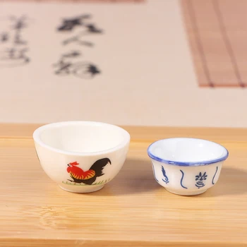 Миниатюрная Кухонная керамическая чаша с ручной росписью в виде петуха, имитирующая бело-голубую миску, креативные украшения для еды и игр