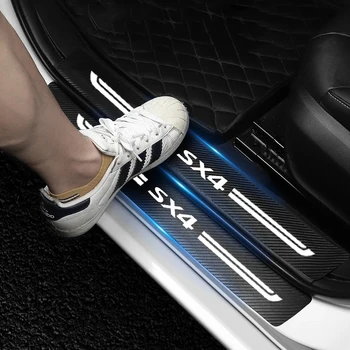 Наклейка с защитой от ударов на пороге багажника автомобиля, водонепроницаемые наклейки, Клейкая лента от потертостей для украшения защитной полосы эмблемы Suzuki SX4