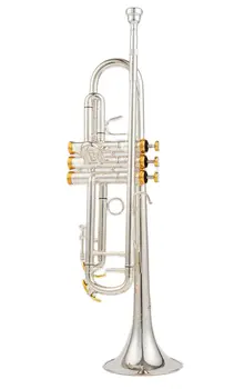 качество 8335 Bb Труба Си Бемоль Латунь Посеребренные Профессиональные Музыкальные Инструменты для Трубы с Кожаным Чехлом