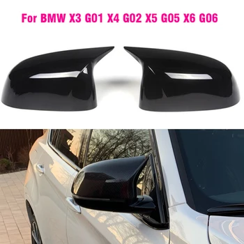Чехлы для Зеркал заднего Вида BMW X3 G01 X4 G02 X5 G05 X6 G06 X7 G07 2018 2019 2020 M Style ABS Черный Глянец
