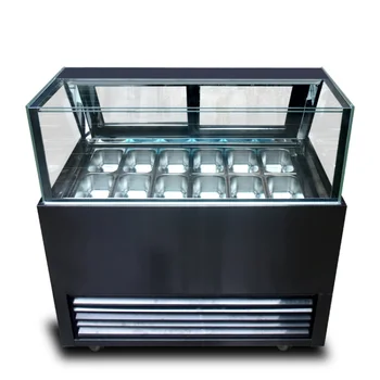 Подгонянный продукт、 Вертикальный стиль 12 Кастрюль Охладитель мороженого со льдом витрина для мороженого/ледяной витринный шкаф/стеклянная витрина витр