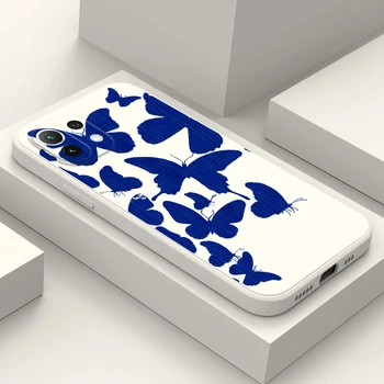 Чехол для Телефона Xiaomi Mi 11T 10T 9T 8 9 10 11 SE PRO LITE REDMI 10 10A 10C 9A 9T Силиконовый Чехол BLUE butterfly