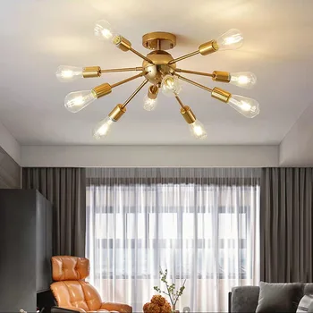 Ретро Железная Спутниковая лампа, Люстра, потолочный светильник Lustre 8 10, Винтажный черный Паук, современный декор для дома, гостиной.