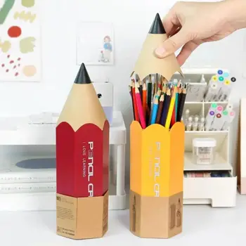 Пенал с пылезащитной крышкой, учебные принадлежности, пластиковый держатель для карандашей в форме карандаша, большая емкость, уникальный мультяшный пенал для ручек, Канцелярские принадлежности