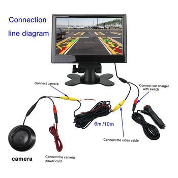 12 В-24 В 7-дюймовый Цветной HD-монитор TFT LCD с камерой для автомобильного видеонаблюдения Заднего вида, Автомобильные Электронные Сменные аксессуары