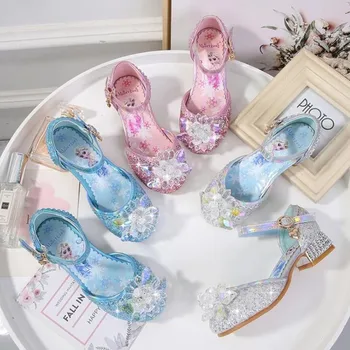 Disney Frozen Crystal детская праздничная обувь принцессы на высоком каблуке летние сандалии для девочек детская обувь для маленьких девочек кристалл