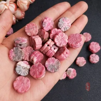 один шт розовый Родохрозит резной цветок 14-16 мм для самостоятельного изготовления ювелирных изделий свободные бусины FPPJ оптовые бусины природа драгоценный камень