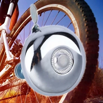 1шт Красивая блестящая отделка Классическое Металлическое кольцо Велосипед Велосипедный звонок на руле Звуковой сигнал Серебристый Подходит для большинства рулей