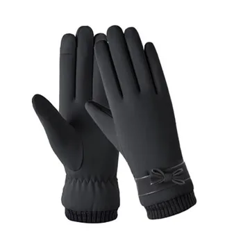 Плюшевые женские водонепроницаемые перчатки, водонепроницаемые теплые женские мягкие перчатки, удобные для кожи, Ветрозащитные зимние теплые перчатки с мягким сенсорным экраном