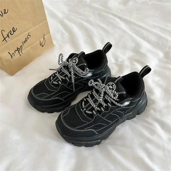Черная мужская спортивная обувь, сетчатые дышащие повседневные кроссовки для мужчин, высококачественные кроссовки для пар для мальчиков и девочек, женская обувь для папы