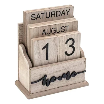 Вечный календарь, Деревянный Винтажный деревянный Блок, Календарь для домашнего офиса, Настольные аксессуары, Неделя, Месяц, Отображение даты