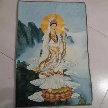 Китайская Подставка для вышивания Шелком Kwan-yin Guan Yin Goddess Thangka Картины Фрески 4 заказа