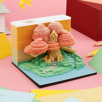 Новый 3D Настольный Блокнот Для Заметок 235 Страниц Креативный Блокнот Для Заметок В виде Домика На дереве Отрывной Блокнот для Заметок в стиле 3D Art DIY 3D Блокнот для Заметок Из Бумаги для Дома