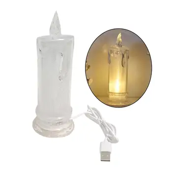 Имитационная свеча Светодиодная люминесцентная электронная свеча для зарядки через USB