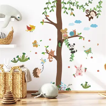 2 шт. Наклейки на стену с изображением лесных животных, настенные обои для детской комнаты, украшения дома в детском саду