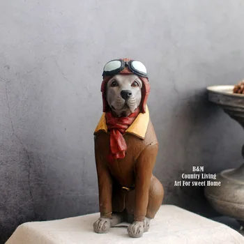 Испанский Американский Европейский ретро Старый пес Бульдог Пилот Украшения для домашнего магазина Украшения для гостиной Фигурка из смолы