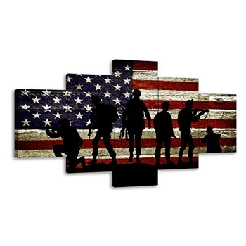 Холст без рамки, 5 шт. Американский флаг, солдаты армии США, настенные художественные плакаты, картины, Домашний декор для украшения гостиной