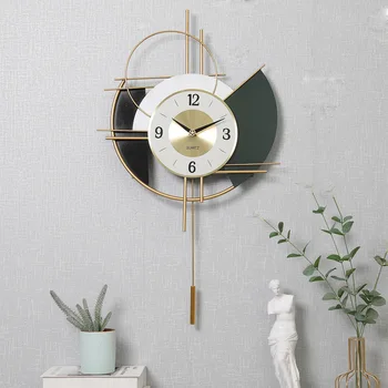 Элегантное украшение крыльца Guofeng Настенные часы Новые китайские Качели Креативные Часы Современная мода для гостиной Бесшумные Настенные часы