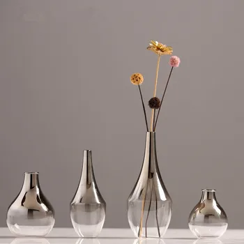 Новая стеклянная ваза для цветов в скандинавском стиле, креативная Серебряная Градиентная сушеная вставка, настольный террариум, ювелирное украшение, держатель для растений, домашний декор