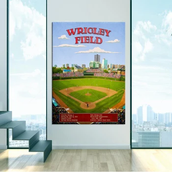 Плакат Чикаго, печать стадиона Ригли, украшение Чикаго, ретро бейсбольная печать, бейсбольный плакат