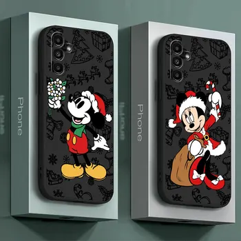 Disney Christmas Mickey Mouse Задняя Крышка Funda Case для Samsung Galaxy S20 Note 20 Ultra 10 Plus 8 9 S22 S23 5G S21 Чехол Черный Мягкий