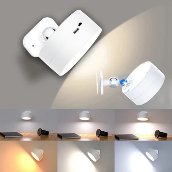 USB Настенный Светильник Перезаряжаемая Настольная Лампа 3 Цвета LED Night Light Вращающаяся на 360 ° Настольная Лампа Для Защиты Глаз Настенный Светильник