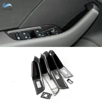 LHD для Audi A3 8V 2015-2020 Текстура ABS из углеродного волокна Кнопка включения дверного окна Рамка дверей Панель подлокотников Отделка крышки